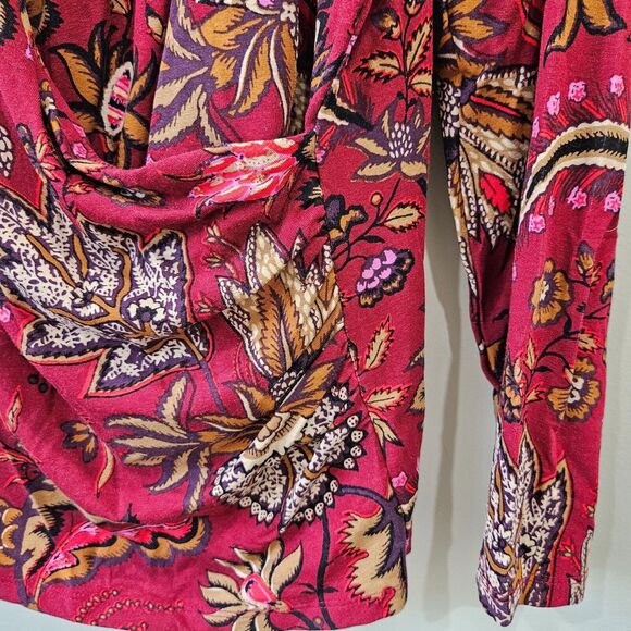 Talbots Womens Boho Floral Faux Wrap Top Petites Multicolor Rayon Blend Summer - Picture 5 of 10